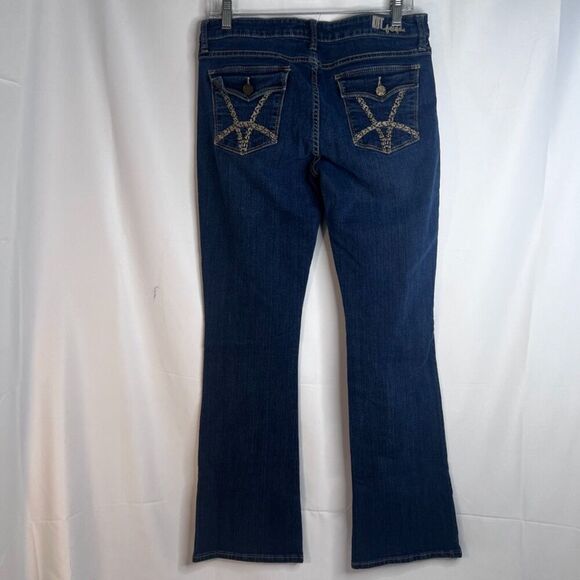 Kut from the Kloth Denim Jeans Button Flap Pocket Dark Wash Slight Flare Size 8 - Picture 2 of 8